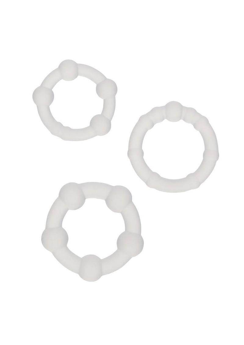 Alpha Liquid Silicone Beaded Rings - Clear - Set