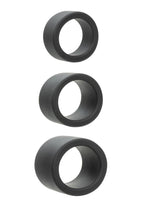 Alpha Liquid Silicone Cock Ring Endurance - Black - 3 Piece/Set