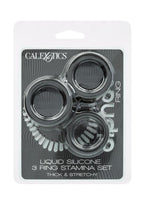Alpha Liquid Silicone Cock Ring Endurance - Black - 3 Piece/Set