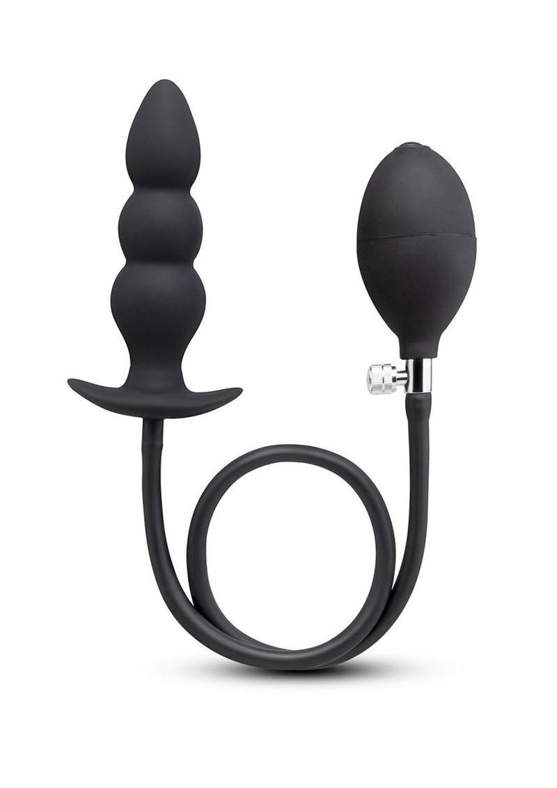 B-Vibe Beaded Inflatable Silicone Anal Plug - Black