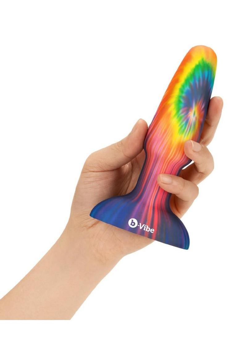 B-Vibe Peace and Love Rechargeable Silicone Rotating Bead Plug with Remote Control - Tie Die