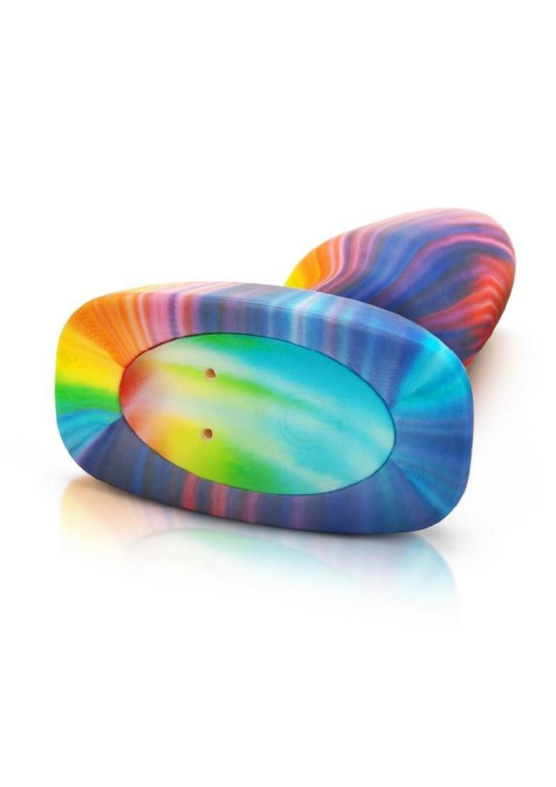B-Vibe Peace and Love Rechargeable Silicone Rotating Bead Plug with Remote Control - Tie Die