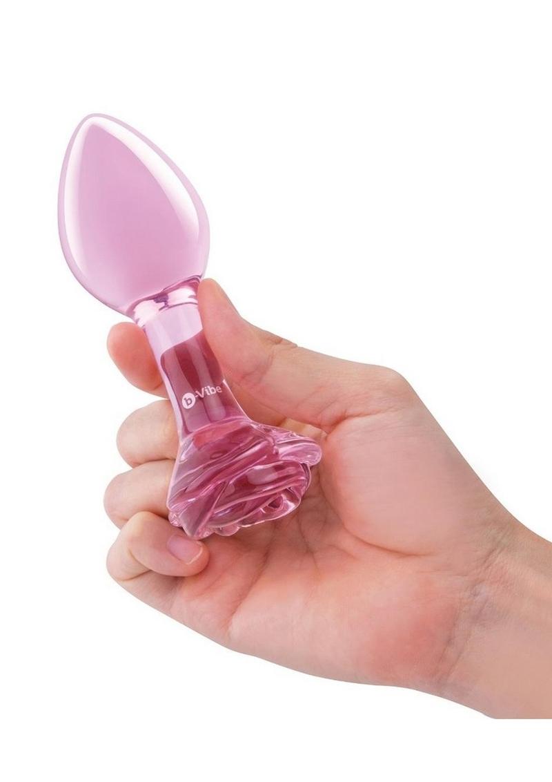 B Vibe Pink Roses Glass Plug Training