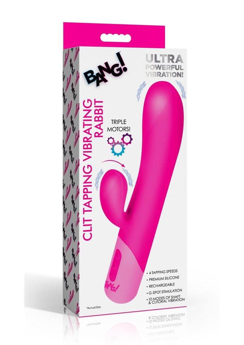Bang! Clit Tapping Rechargeable Silicone Rabbit Vibrator - Pink