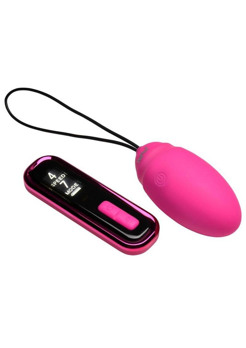 Bang! Vibrating Rechargeable Silicone Egg with Digital Remote Control - Pink
