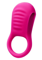Basic Essentials Rechargeable Ridge Rider Silicone Cock Ring - Pink