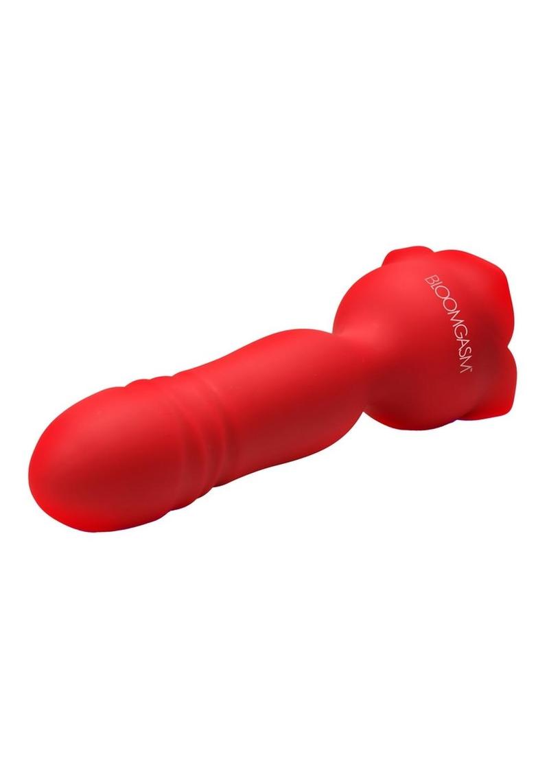 Bloomgasm Rose Delight Rechargeable Silicone Thrusting Vibrator - Red