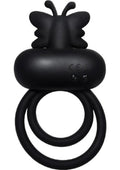Butterfly Bang Rechargeable Silicone Couples Cock Ring - Black