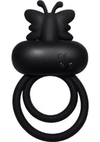 Butterfly Bang Rechargeable Silicone Couples Cock Ring - Black