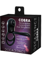 Cobra Rechargeable Silicone Cock Ring with Dual Stimulator - Black