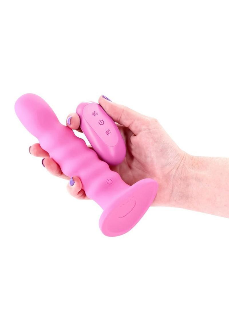 Colours Ribbed Rechargeable Silicone Vibrating Insertable with Remote Control