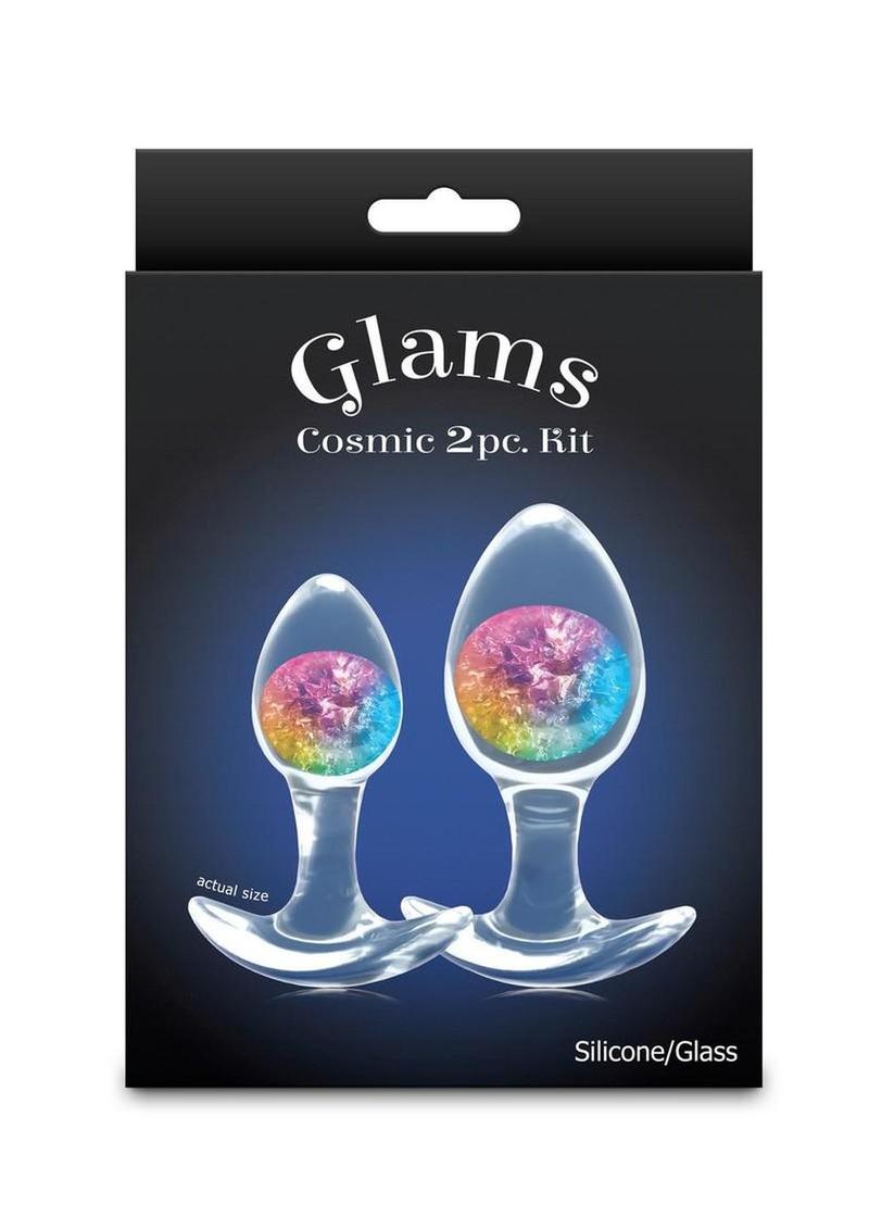 Cosmic Glams Silicone Anal Plug Kit - Multicolor/Rainbow - 2pc/Set