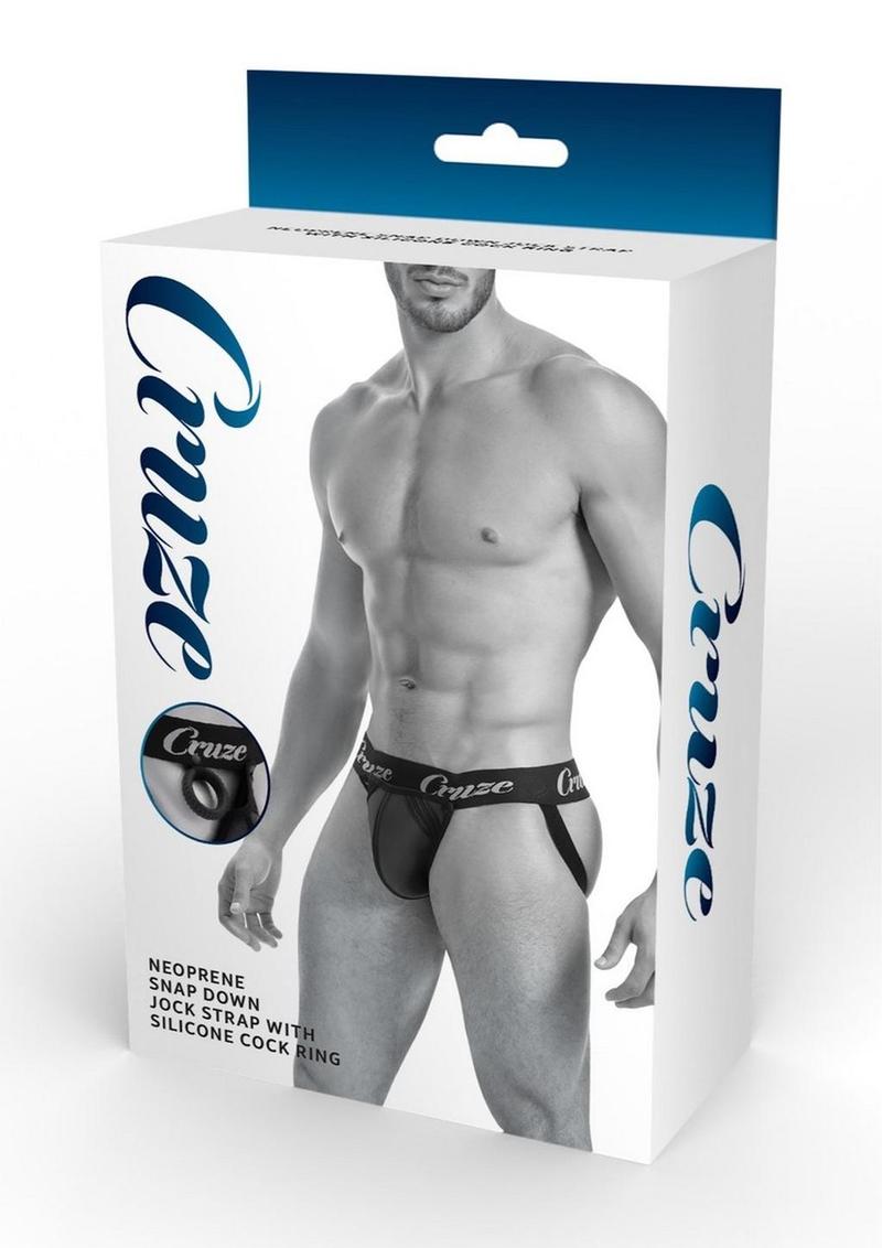 Cruze High Bar Jockstrap with Cock Ring - Black - Large/XLarge