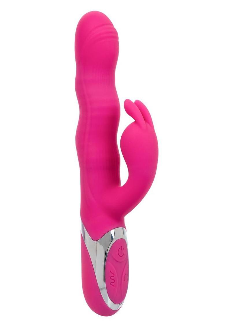 Enchanted Wave Action Bunny Rechargeable Silicone Vibrator - Pink