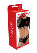 Envy Menswear Heartbreaker Mesh Crop Top and Briefs Set - Os - Black