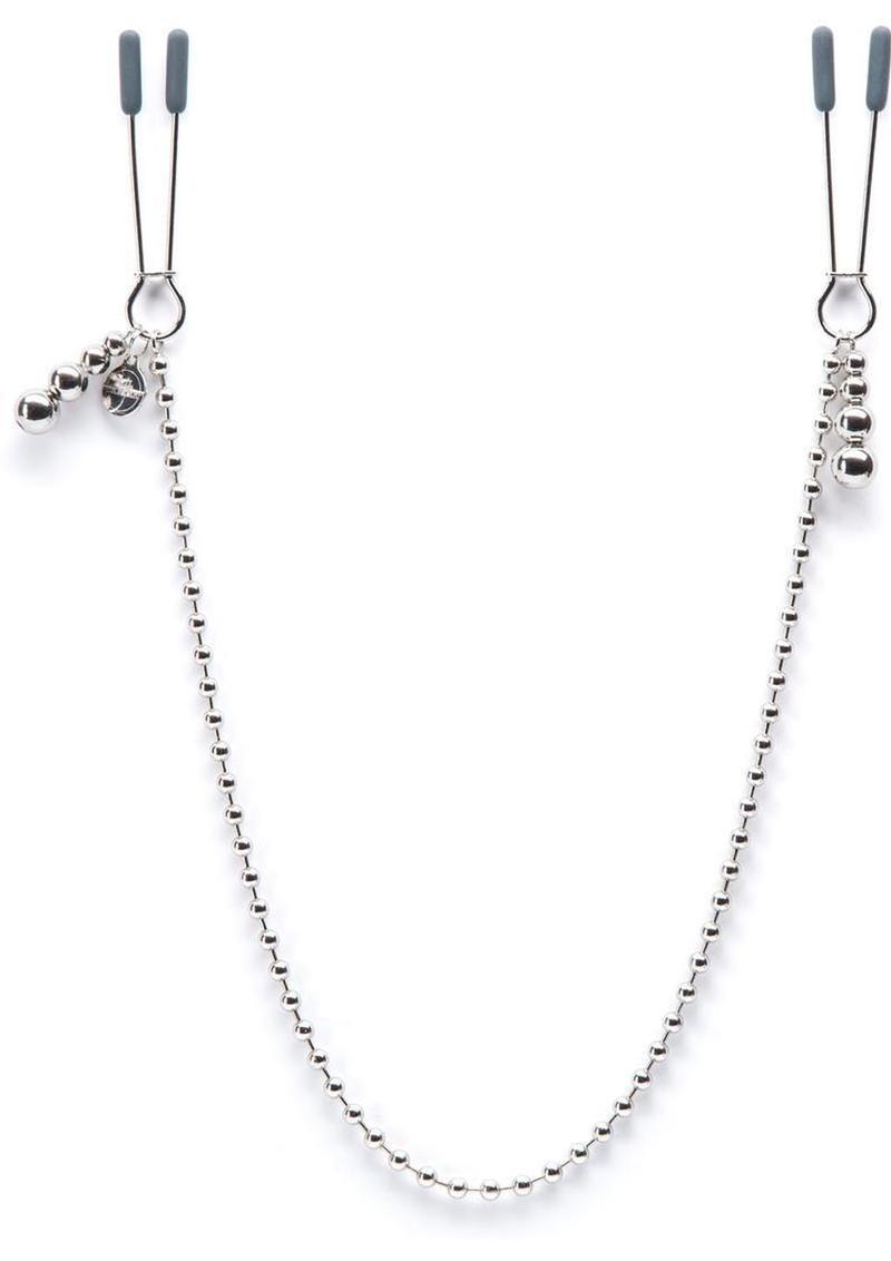 Fifty Shades Darker At My Mercy Beaded Chain Nipple Clamps - Metal/Silver