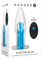 Gender X Electric Blue Silicone Rechargeable Vibrator with Remote Control - Blue/Clear