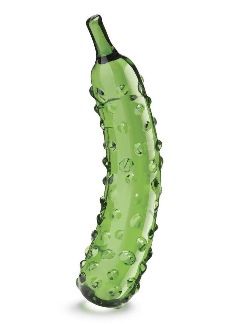 Glas Caressing Cucumber Glass Dildo - Green - 8.25in