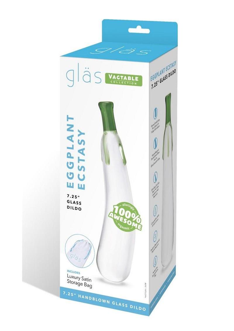 Glas Eggplant Ecstasy Glass Dildo - Green - 7.25in