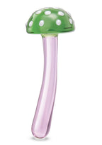 Glas Magic Mushroom Glass Dildo - Green/Pink - 7.5in