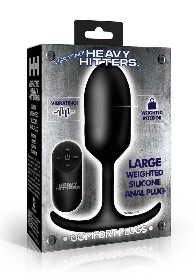 Heavy Hitters Vibrating Weighted Rechargeable Silicone Anal Plug - Black - Large