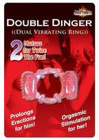 Humm Dinger Double Dinger Dual Vibrating Cock Ring - Magenta/Pink