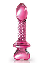 Icicles No. 82 Textured Glass Juicer Anal Probe with Heart Shaped Handle