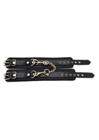 Leather Ankle Cuff with Gold Accessories - Black/Gold