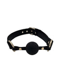Leather Ball Gag with Gold Accessories - Black/Gold