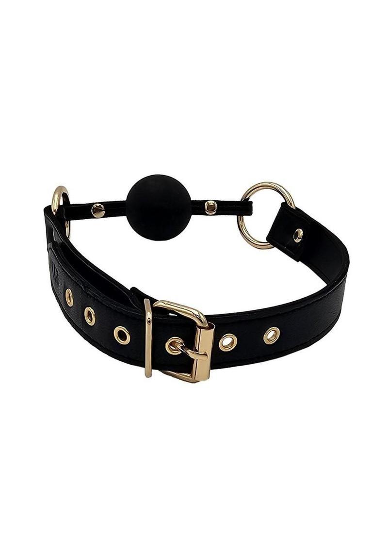 Leather Bit Gag with Gold Accessories