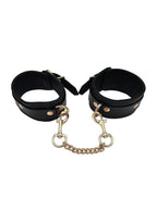 Leather Plain Wrist Cuff with Gold Accessories