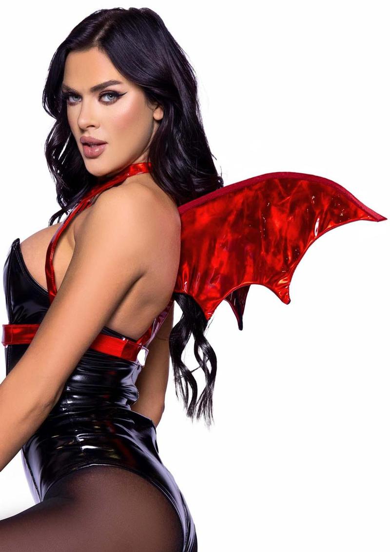 Leg Avenue Iridescent Vinyl Devil Wing Body Harness