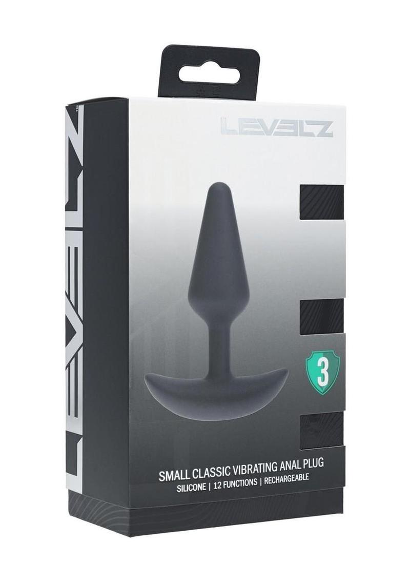 Levelz Classic Vibrating Silicone Rechargeable Anal Plug - Black - Small