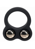 Levelz Liquid Silicone Double Weighted Ball Cock Ring - Black