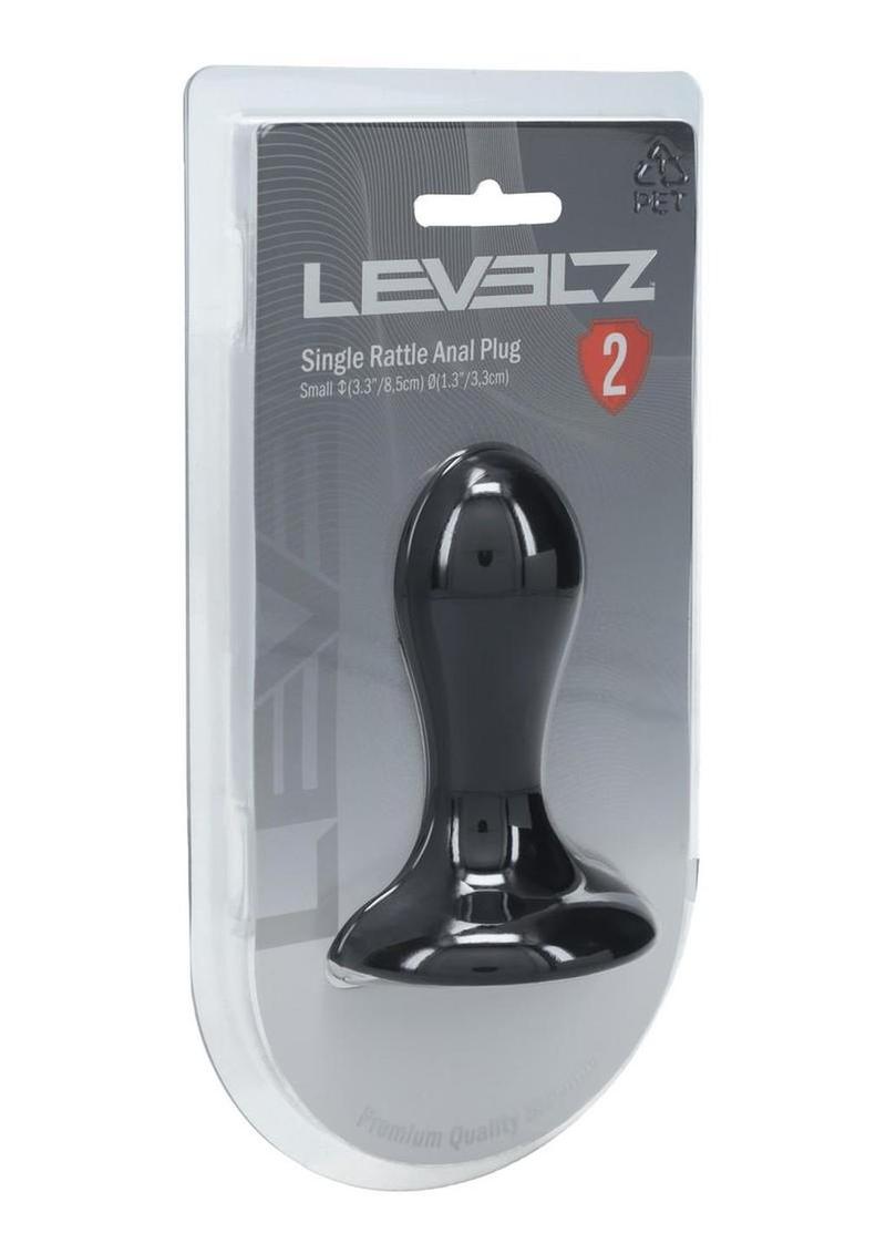 Levelz Single Rattle Liquid Silicone Anal Plug - Black - Small