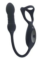 Levelz Vibrating and Thrusting Silicone Rechargeable Tri O Cock Ring with Prostate Stimulator - Black