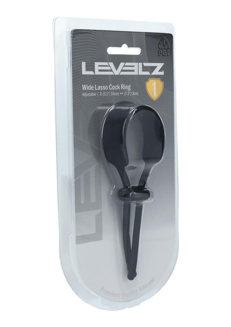 Levelz Wide Adjustable Silicone Lasso Cock Ring - Black - 5mm