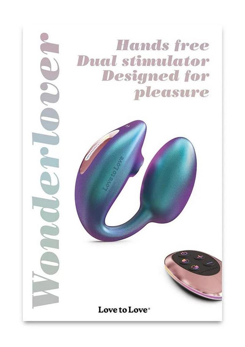 Love to Love Wonderlover Rechargeable Silicone Dual Vibrator with Remote - Iridescent - Turquoise