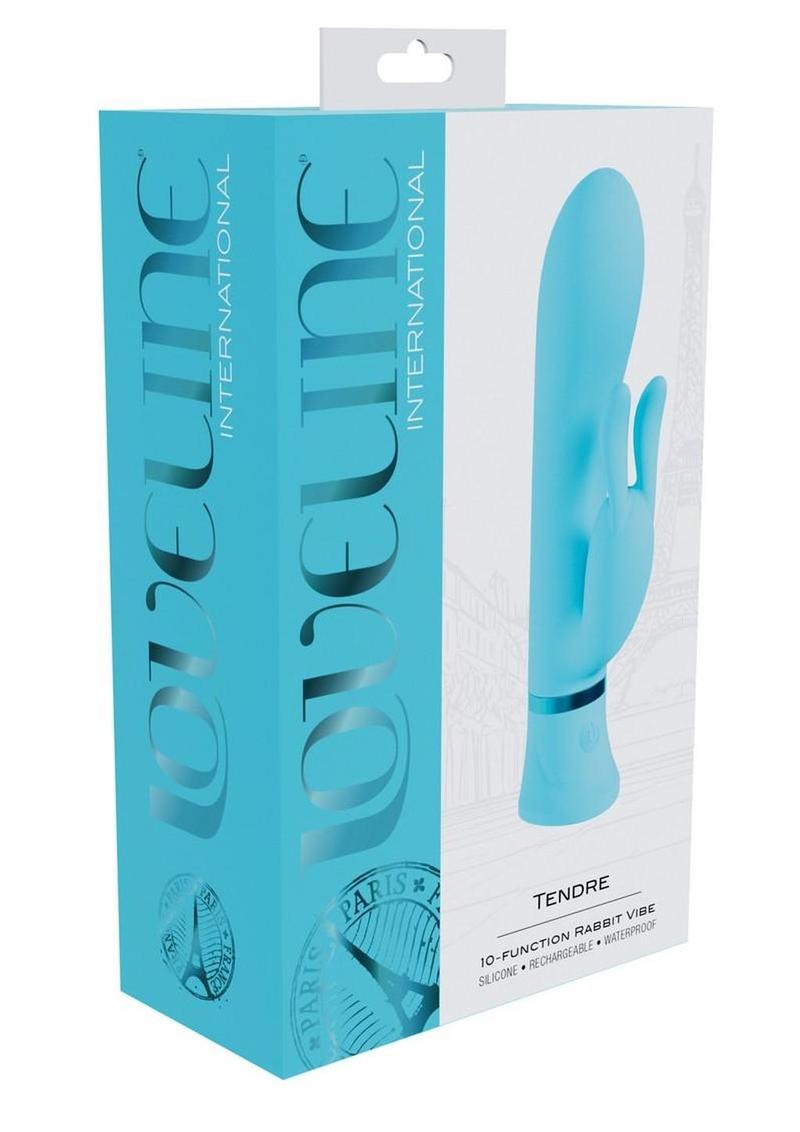 Loveline Tendre 10 Function Rechargeable Silicone Rabbit Vibrator - Blue