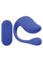 Loveline Velvet G-Spot 10 Function Rechargeable Silicone Vibrator with Remote Control - Blue