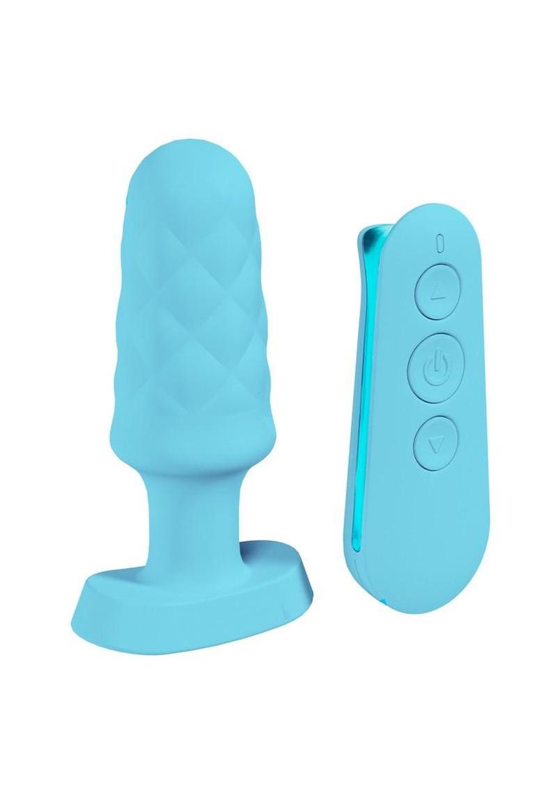 Loveline Velvet Rechargeable Silicone Vibrating Plug with Remote Control - Blue