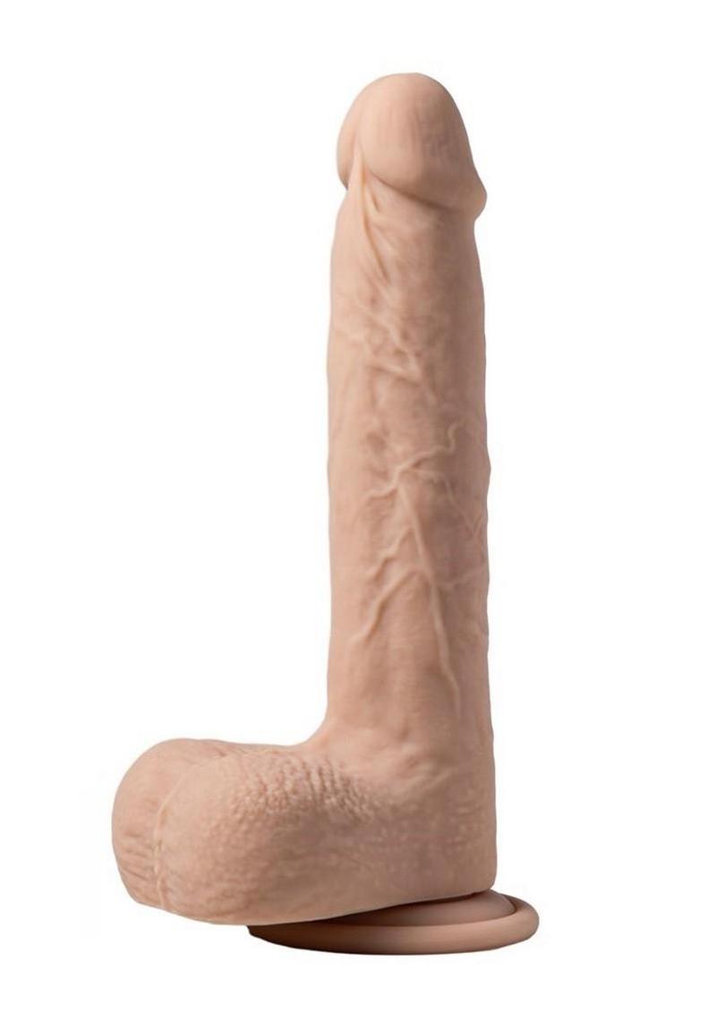 Luis App Controlled Real Thrusting Rechargeable Silicone Dildo with Clit Licker - Caramel - 8.5in