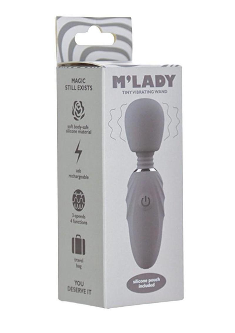 M'lady Rechargeable Silicone Tiny Vibrating Wand - Grey