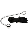 Master Series Roped Anal Hook with Rope - Black/Silver