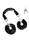 Master Series The Handler Furry Handcuffs with Handle - Black/Silver