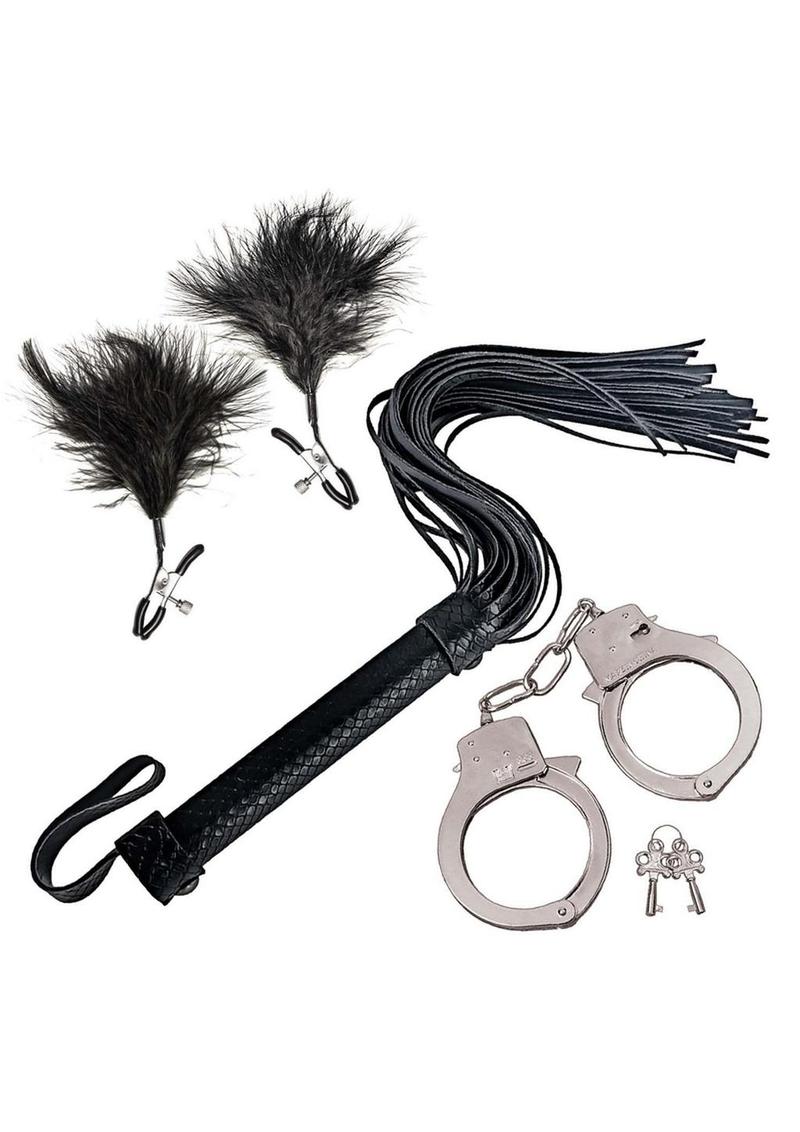 Nasstoys Restraint Whip,feather and Cuffs