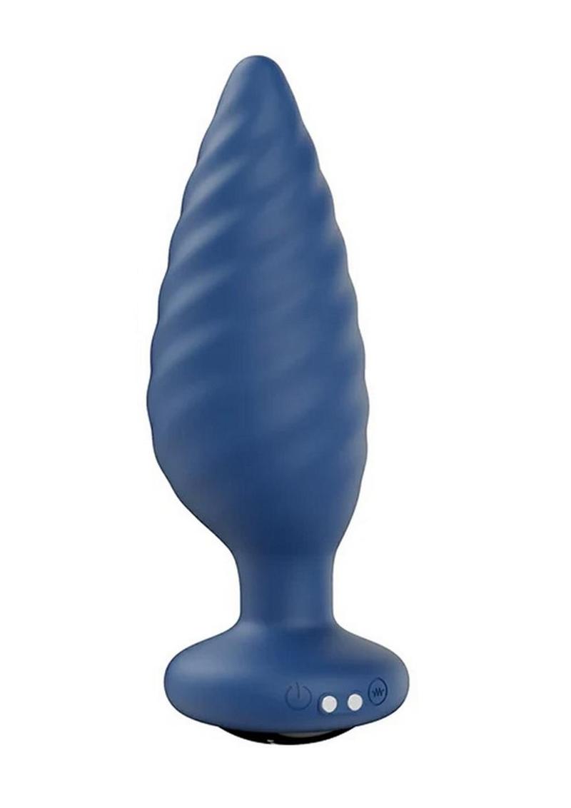 Noah App Controlled Rechargeable Silicone Rotating Butt Plug - Black/Blue