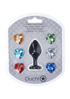Ouch! Heart Diamond Silicone Butt Plug - Black - Medium