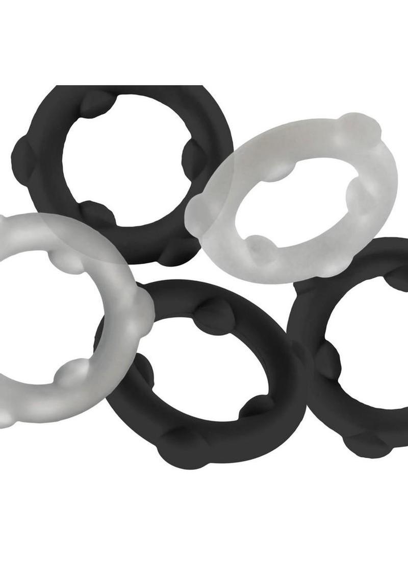 Oxballs Gearheads Silicone Spinner Ring (5 Pack) - Black/Vapor