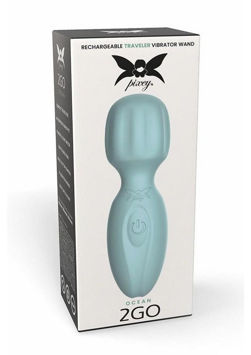 Pixey 2go Rechargeable Silicone Mini Wand - Ocean - Green